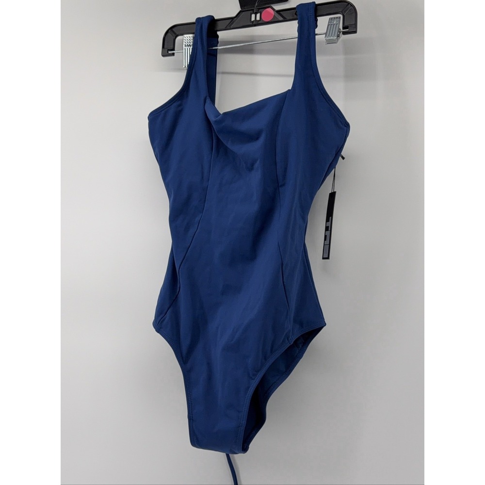 TA3 Squarey Swimsuit Navy S REG / LONG Lace-up Back Adjustable Straps